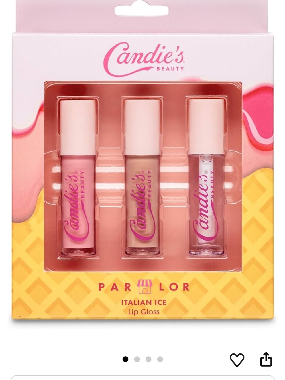 Candie's Italian Ice Lip Gloss Trio - Pale Pink, Nude Pink, Clear - New in Box